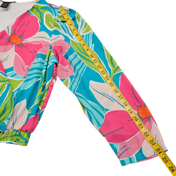 Ashely Stewart Pant Set Womens 18 20 Floral Wide Leg Blue Pink High Rise - Picture 12 of 16